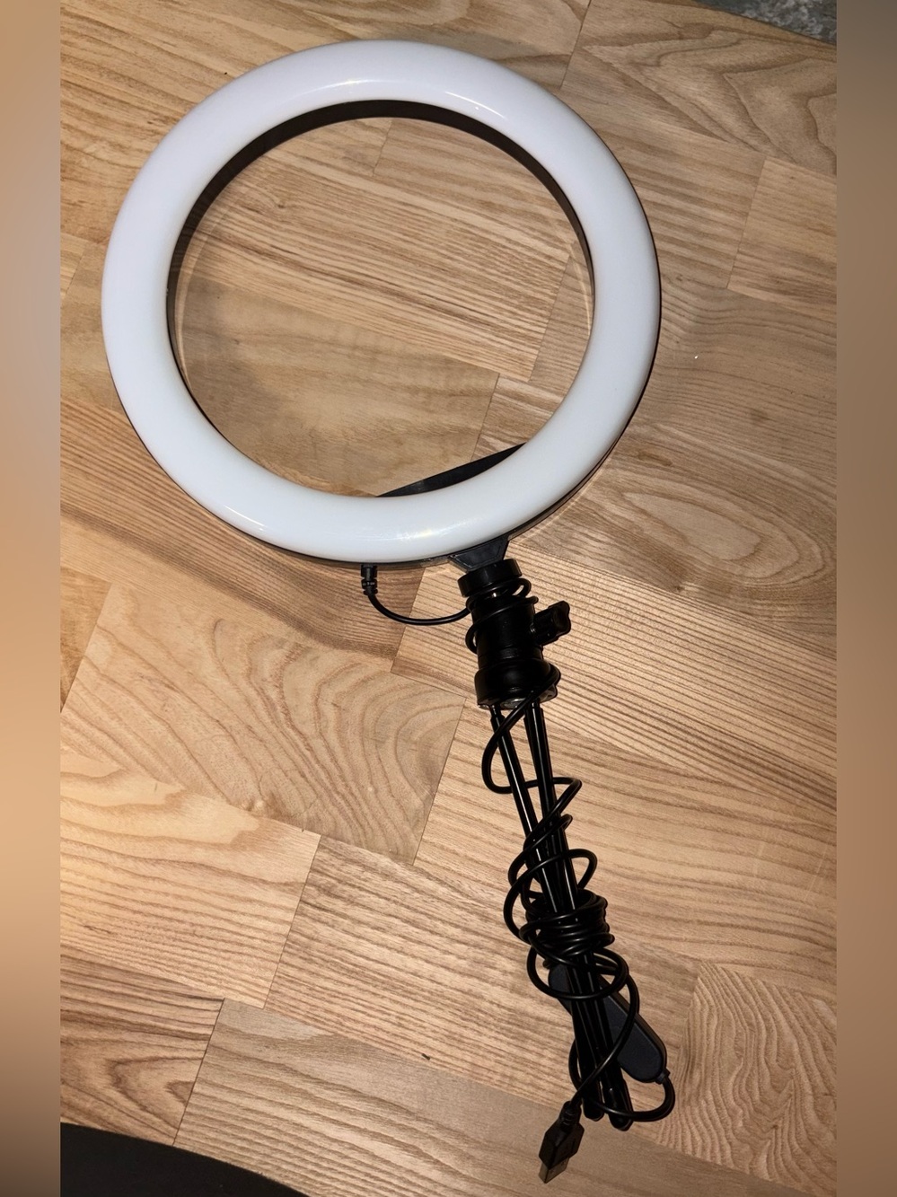 White LED Ring Light with Tripod and Cord